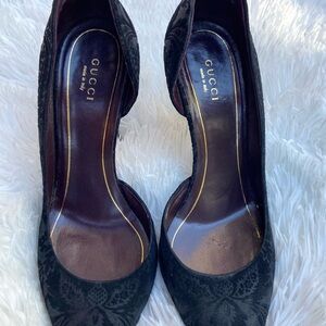 Gucci Suede Pineapple Women's Black Pumps